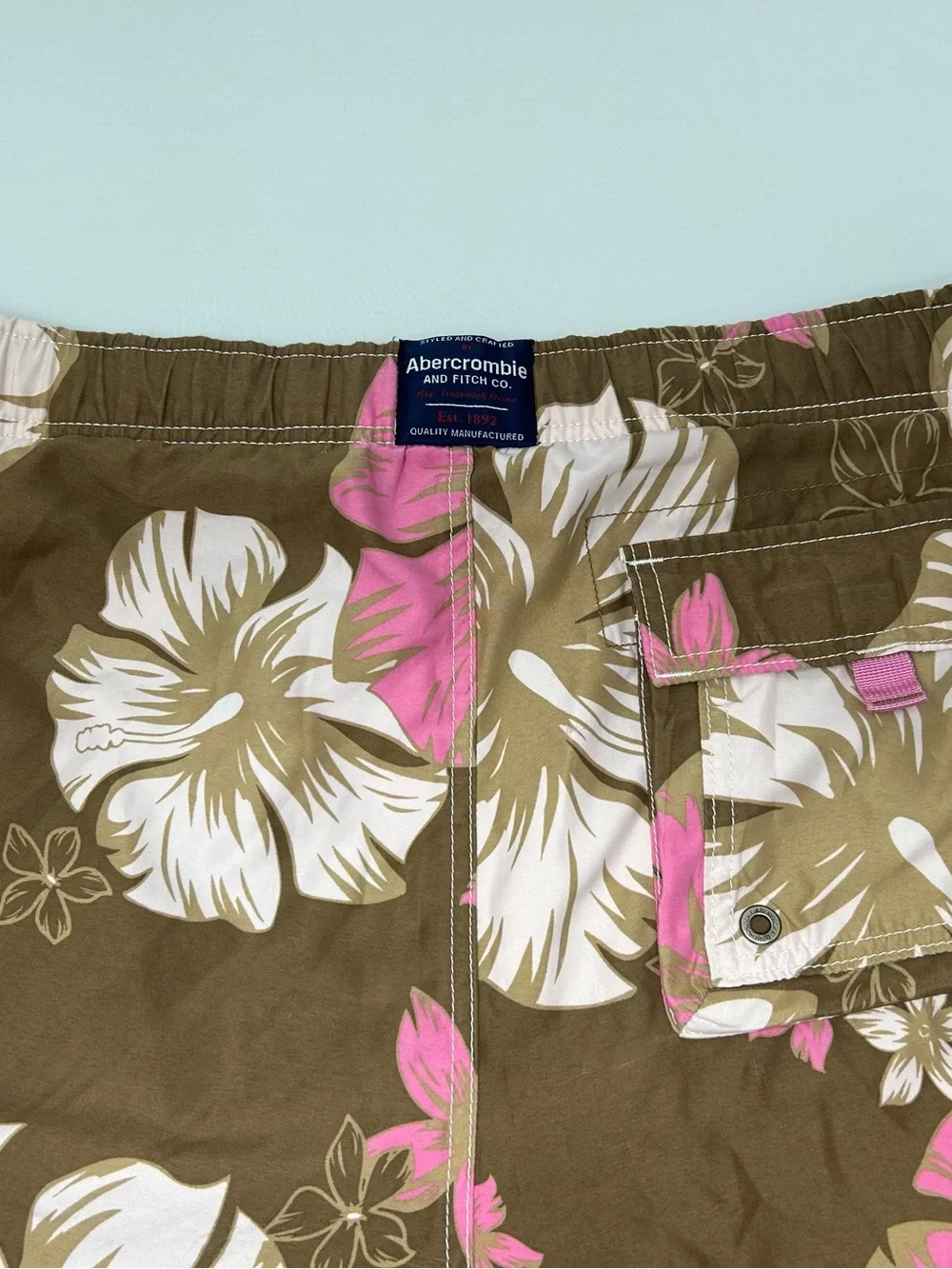 Vintage Abercrombie & Fitch Tugger Shorts Brown Pink Floral Hawaiian 40W